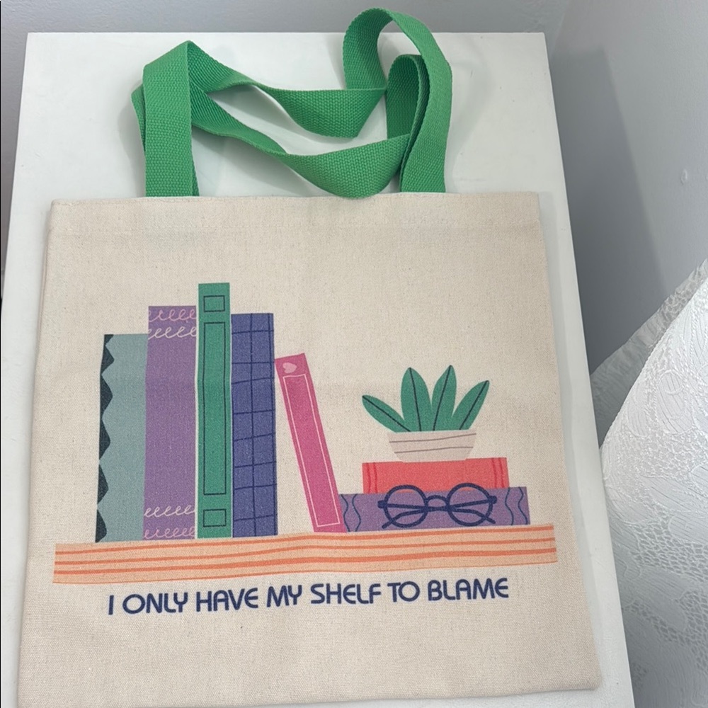 Canvas Tote Bag with Book Design